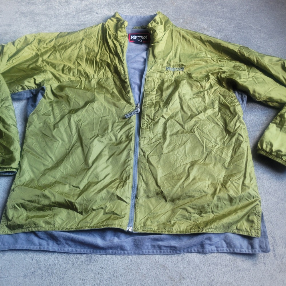 Marmot Mens Jacket XL Green Nylon Fleece Lined Gorpcore Outdoor Zip Up